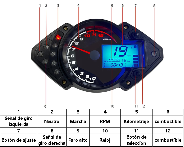 Painel digital para moto velocímetro tacômetro para (Keeway RKS 100cc 2v, RKS 125, Benelli VLM 150, Vigorey VLR 200, Keeway RSK 150, Keeway RKS 150 GS post)
