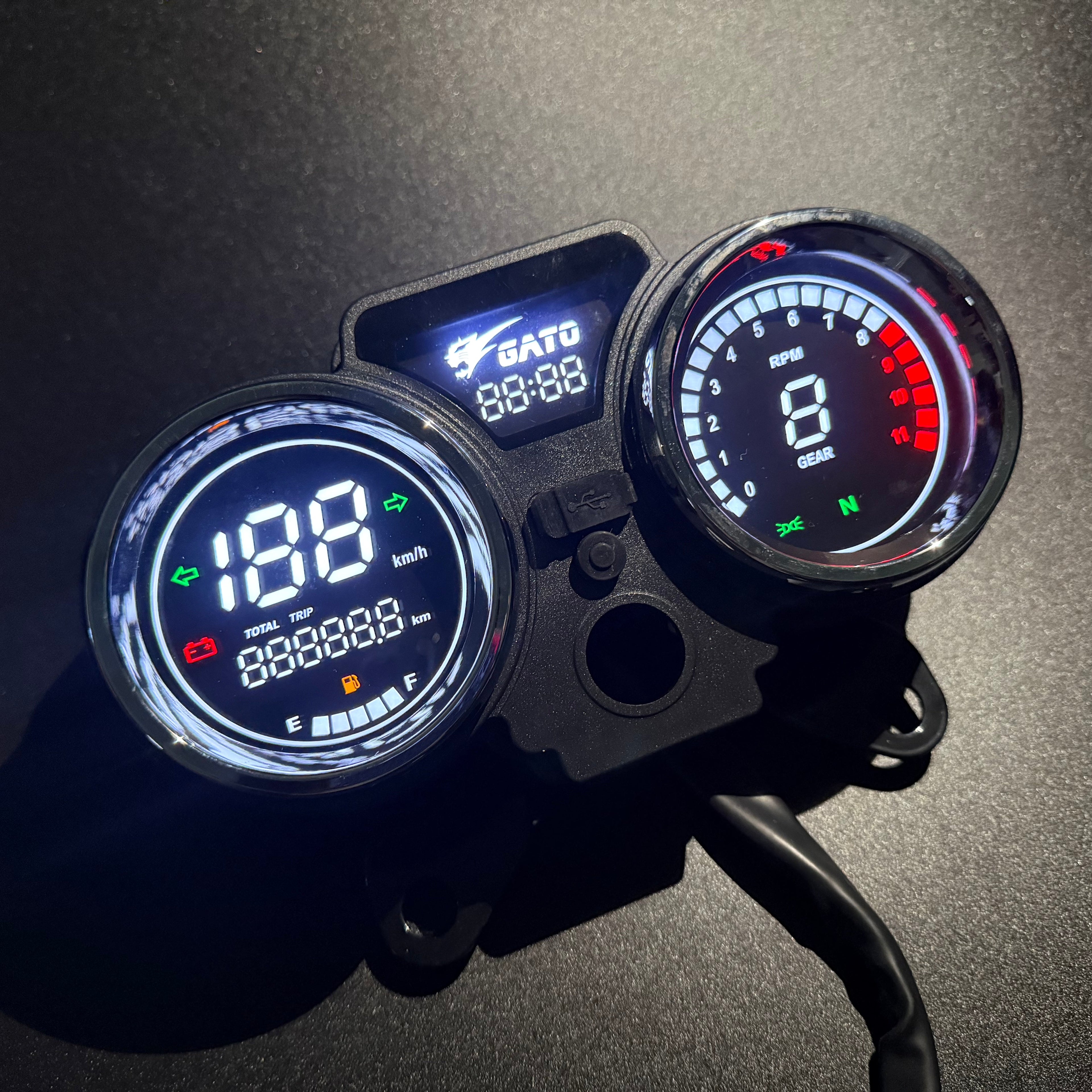 digital tablero para moto velocimetro tacometro for（GN125、CM125、Italika Dt 125、italika ft 150、Suzuki GN 125、Italika Rc200、Ek Express 2024、Super Gato 150、CG 250、NUEVO TAURO 200cc、VENTO Ryder 150 、Kenton GL 200）