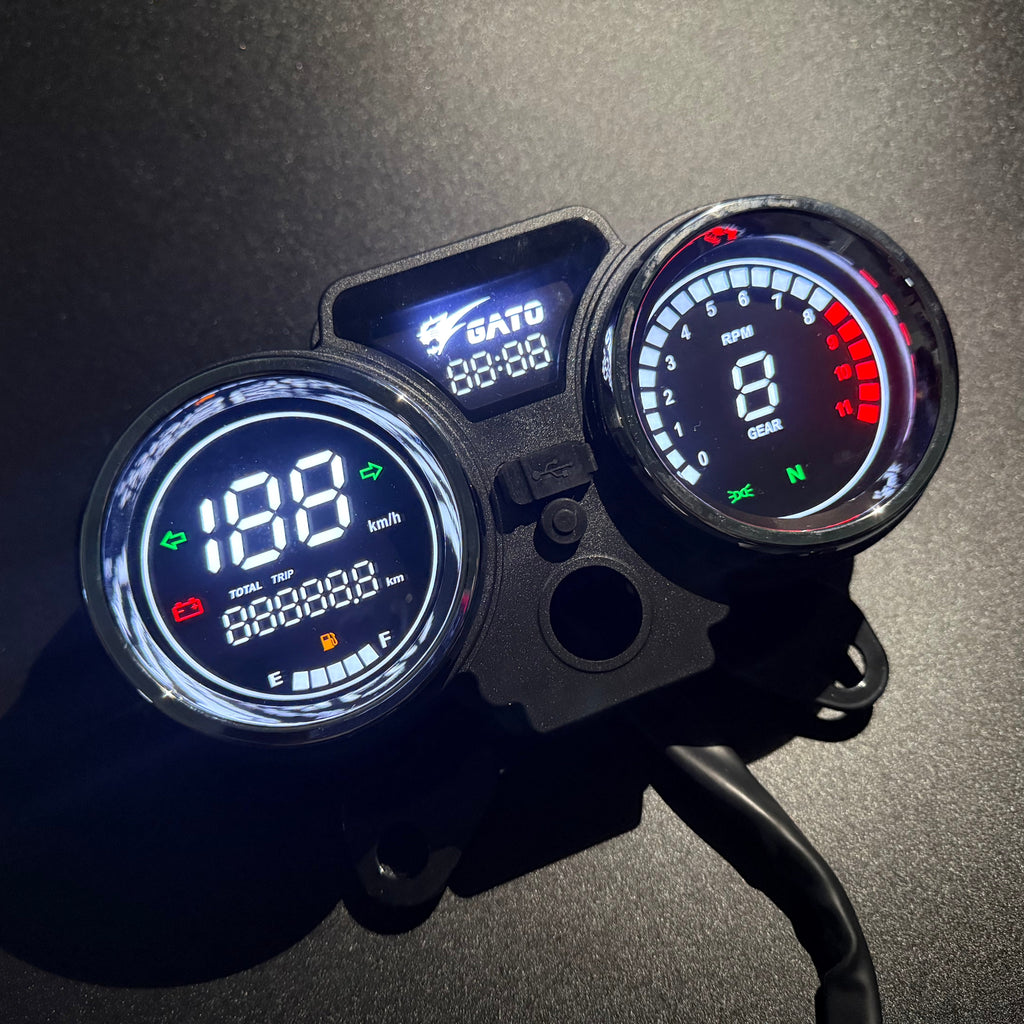 digital tablero para moto velocimetro tacometro for（GN125、CM125、Italika Dt 125、italika ft 150、Suzuki GN 125、Italika Rc200、Ek Express 2024、Super Gato 150、CG 250、NUEVO TAURO 200cc、VENTO Ryder 150 、Kenton GL 200）