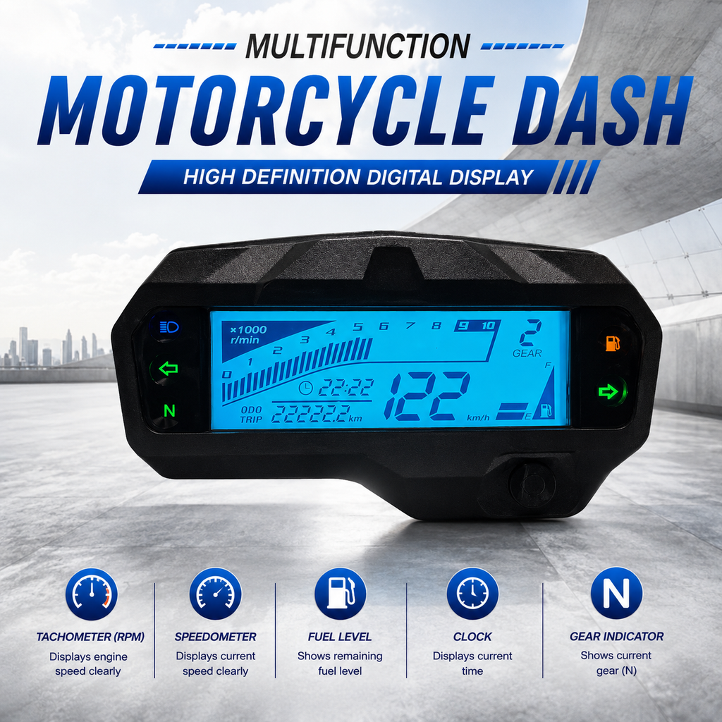 Digital motorcycle dashboard speedometer tachometer for (Yamaha FZ FI V2/Yamaha FZ-S FI V2, Yamaha FZ FI 150 2.0)