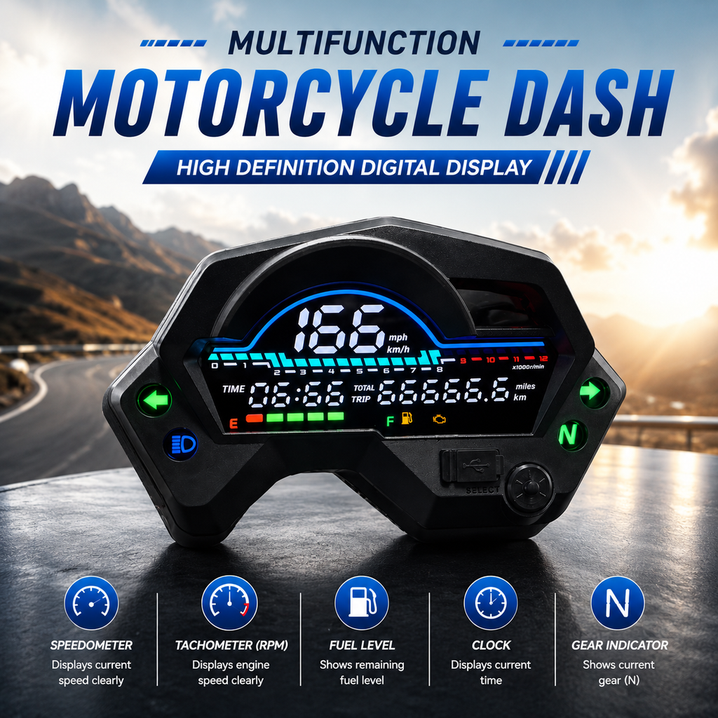Digital dashboard for motorcycle speedometer tachometer for (Yamaha FZ16, FZV1, Romet RXC 125, Yamaha Fazer 150)