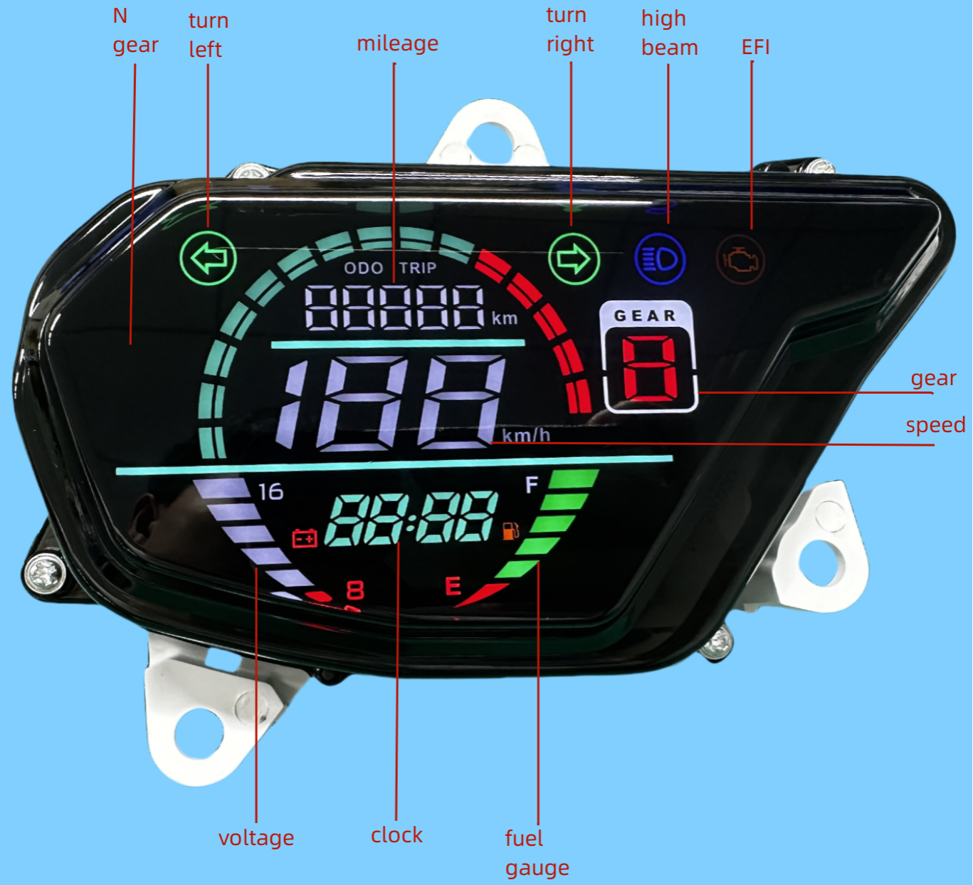 digital tablero para moto velocimetro tacometro for（Honda POP110i）