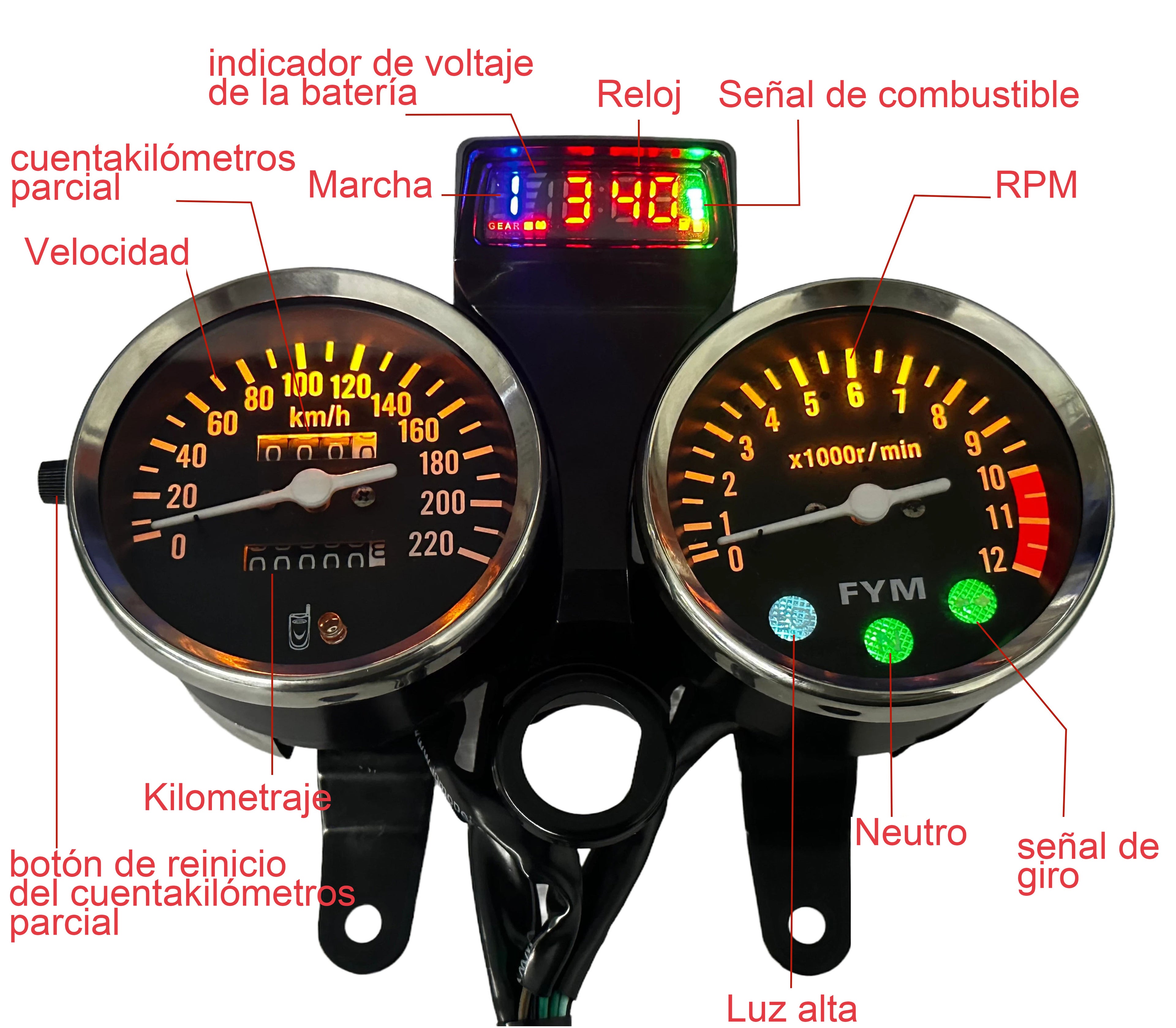 digital tablero para moto velocimetro tacometro for（Suzuki GN 125,Suzuki intruder 125 ED,suzuki gn125 cafe racer、Cruiser 200、CG125）