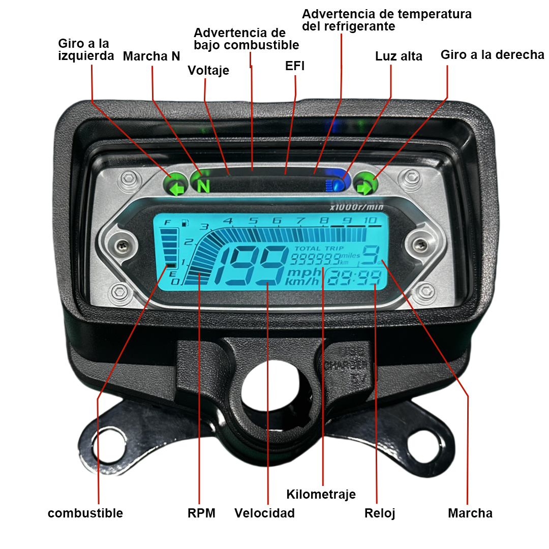 Painel digital para moto velocímetro tacômetro para (CG125 (Honda CG125, Honda TMX125, RUSI Macho Tc 125/150, Skygo Prince 125), Velocímetro Italika Ex125 Forza 125 Ft125)