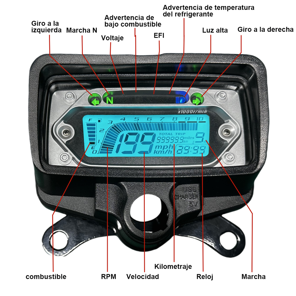 Painel digital para moto velocímetro tacômetro para (CG125 (Honda CG125, Honda TMX125, RUSI Macho Tc 125/150, Skygo Prince 125), Velocímetro Italika Ex125 Forza 125 Ft125)
