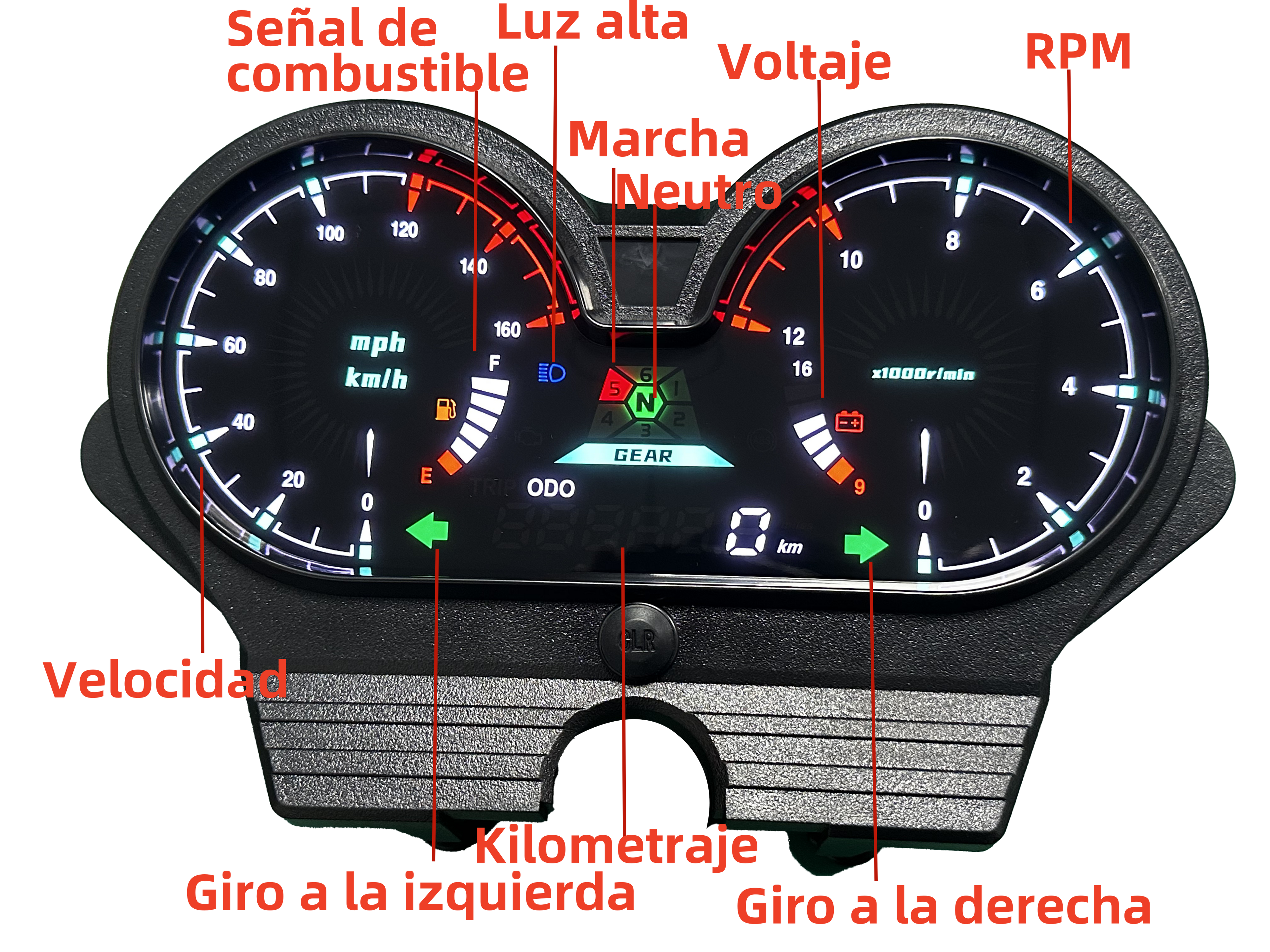Digital Motorcycle Dashboard Speedometer Tachometer 【Honda CG 125 Deluxe, CG 125 DLX, Italika Forza 150, FT150 GTS, Mototaxi 150, Land Roys, RICO LR 150-28, Zongshen ZS-150, Chambera 150, RX150】