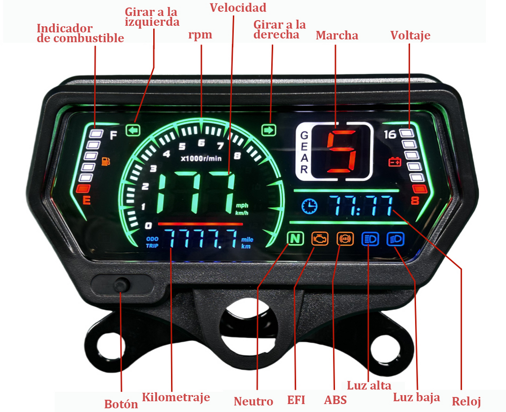 Painel digital para moto velocímetro tacômetro para (CG125 (Honda CG125, Honda TMX125, RUSI Macho Tc 125/150, Skygo 125), HONDA TMX ALPHA 125, escuda EM 200, AVA150, Bera SBR150)