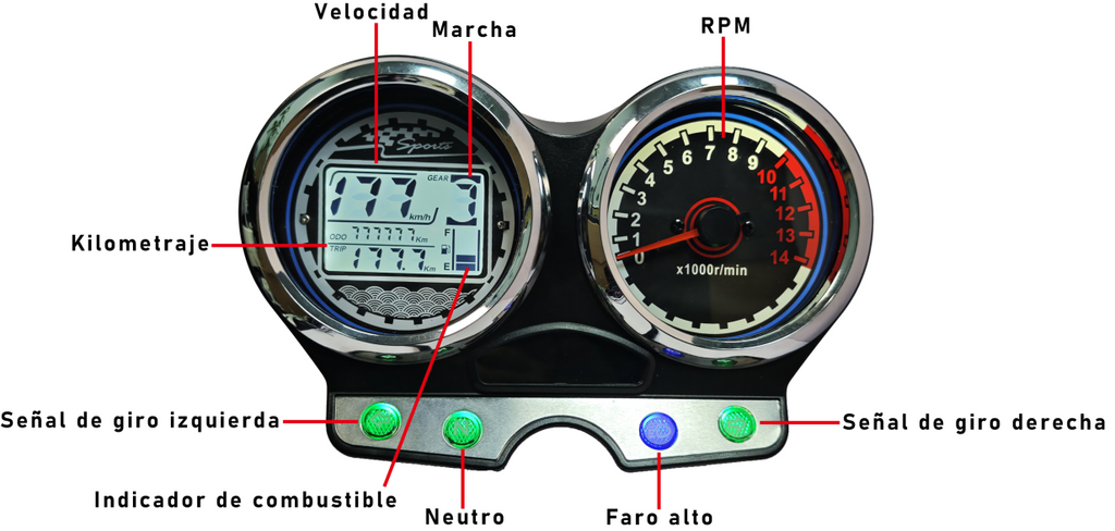 digital tablero para moto velocimetro tacometro for（Suzuki Yes 125、Suzuki En125 En150 Gs125、Suzuki Thunder 125、Suzuki Gsr 150i、suzuki en125-2a，Suzuki RGS 150i）