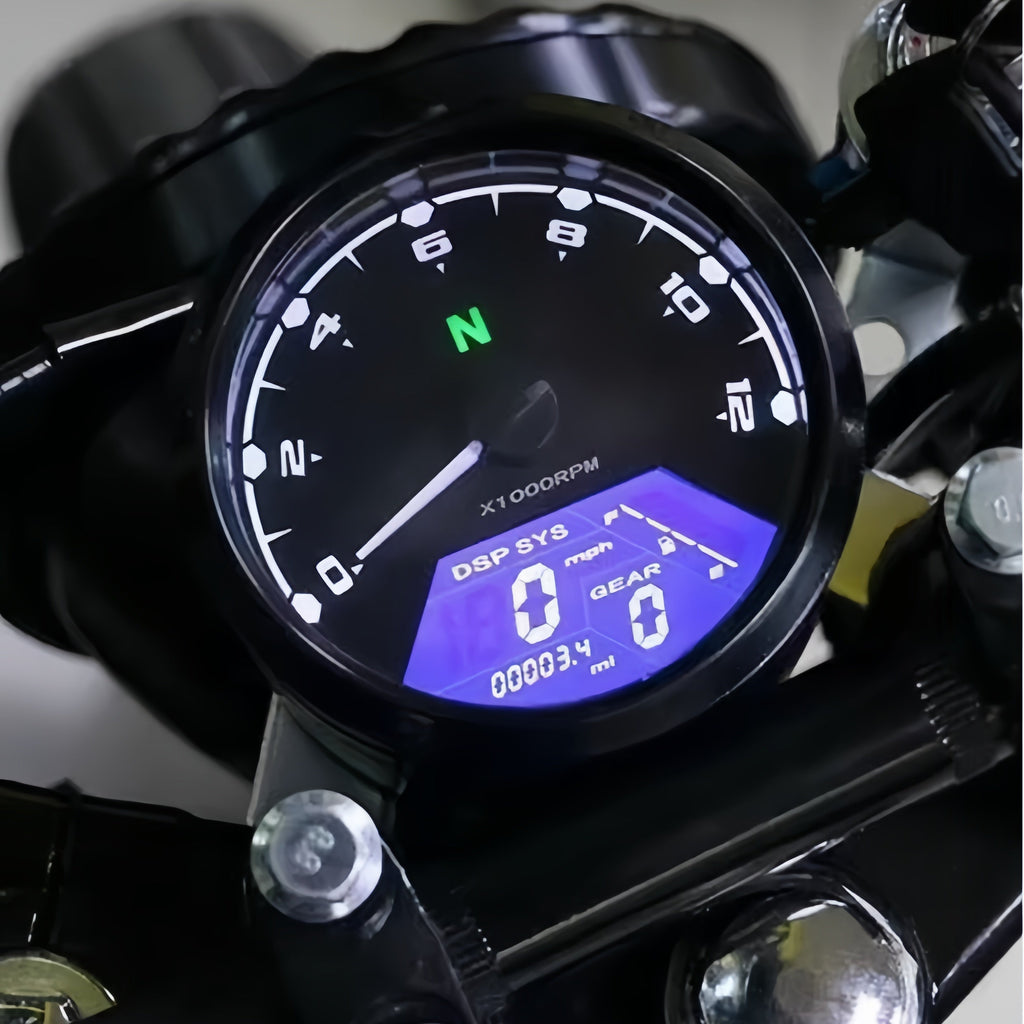 universal digital tablero para moto velocimetro tacometro for (baboon，newtek，bobber) cafe racercafe racer（BMW K100 Cafe Racer、keeway cafe racer 152、etc FZS600 Fazer Keeway Superlight 150 Negro Moto、chopper dinamo Yamaha FZ150i、Yamaha RS100、Honda CL500）