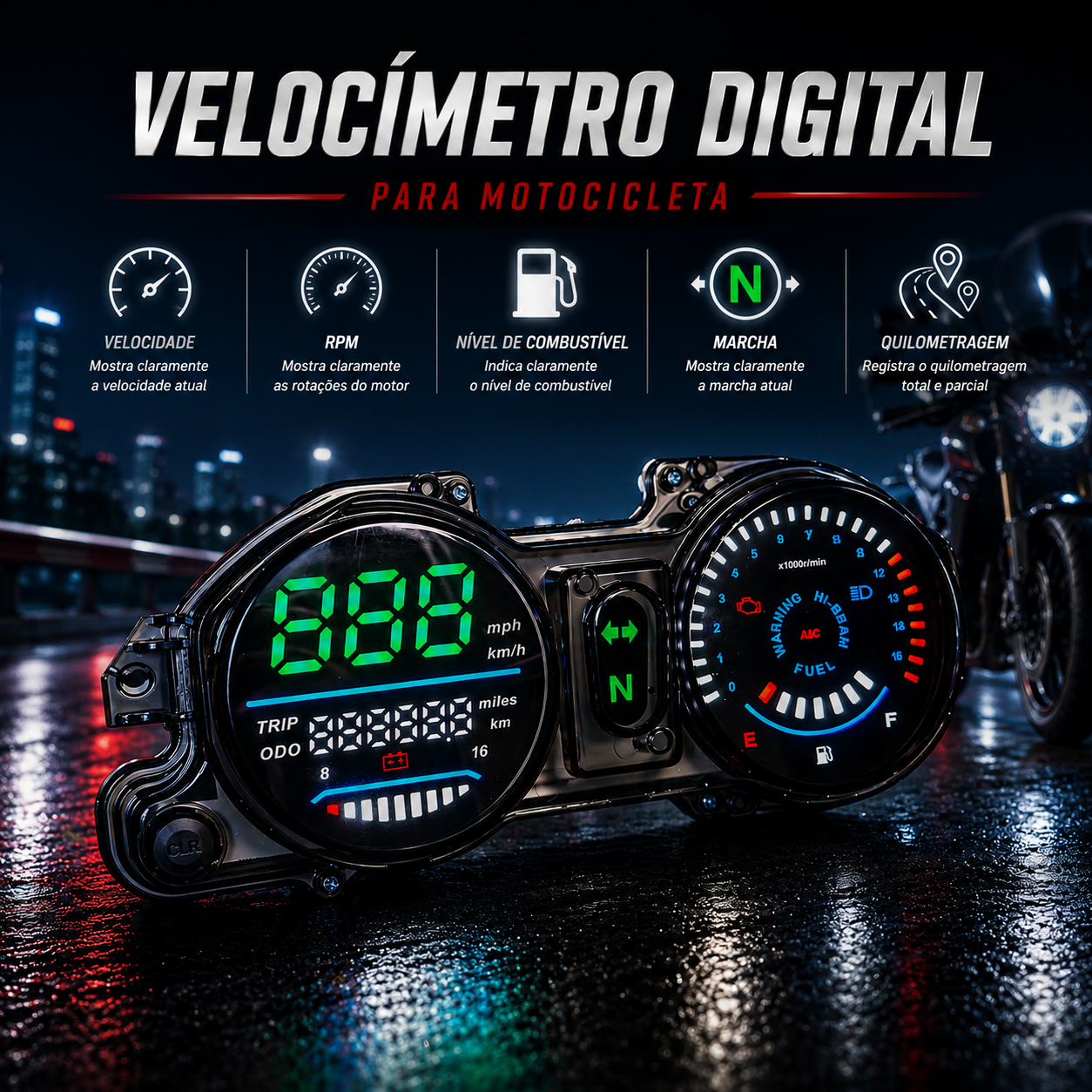 universal digital dashboard for motorcycle speedometer tachometer Titan 150 ESD 2009 CG Titan 150 panel Honda Titan Mix 150