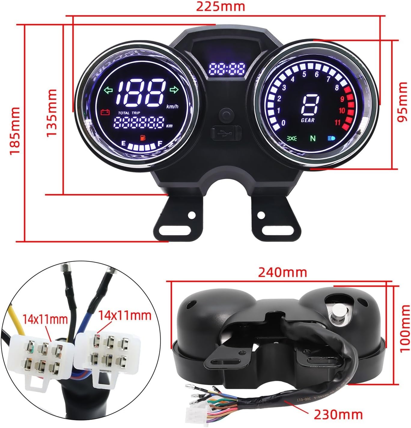Painel digital universal para moto velocímetro tacômetro para (RC200 GN125F Suzuki GN125 GN150 GN 125 EN125 GSX125 QS125 Yes125)