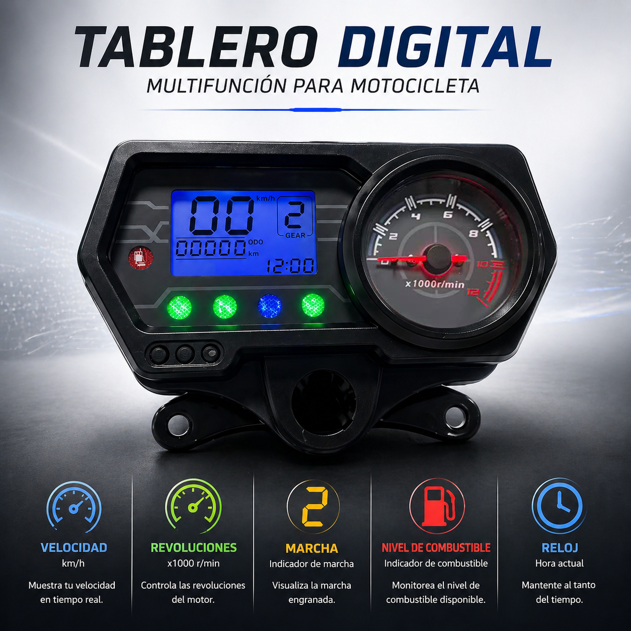 digital tablero para moto velocimetro tacometro for（CG125 （Honda CG125、Honda TMX125、  RUSI Macho Tc 125/150、Skygo 125 ）Bera SBR150、AVA150）