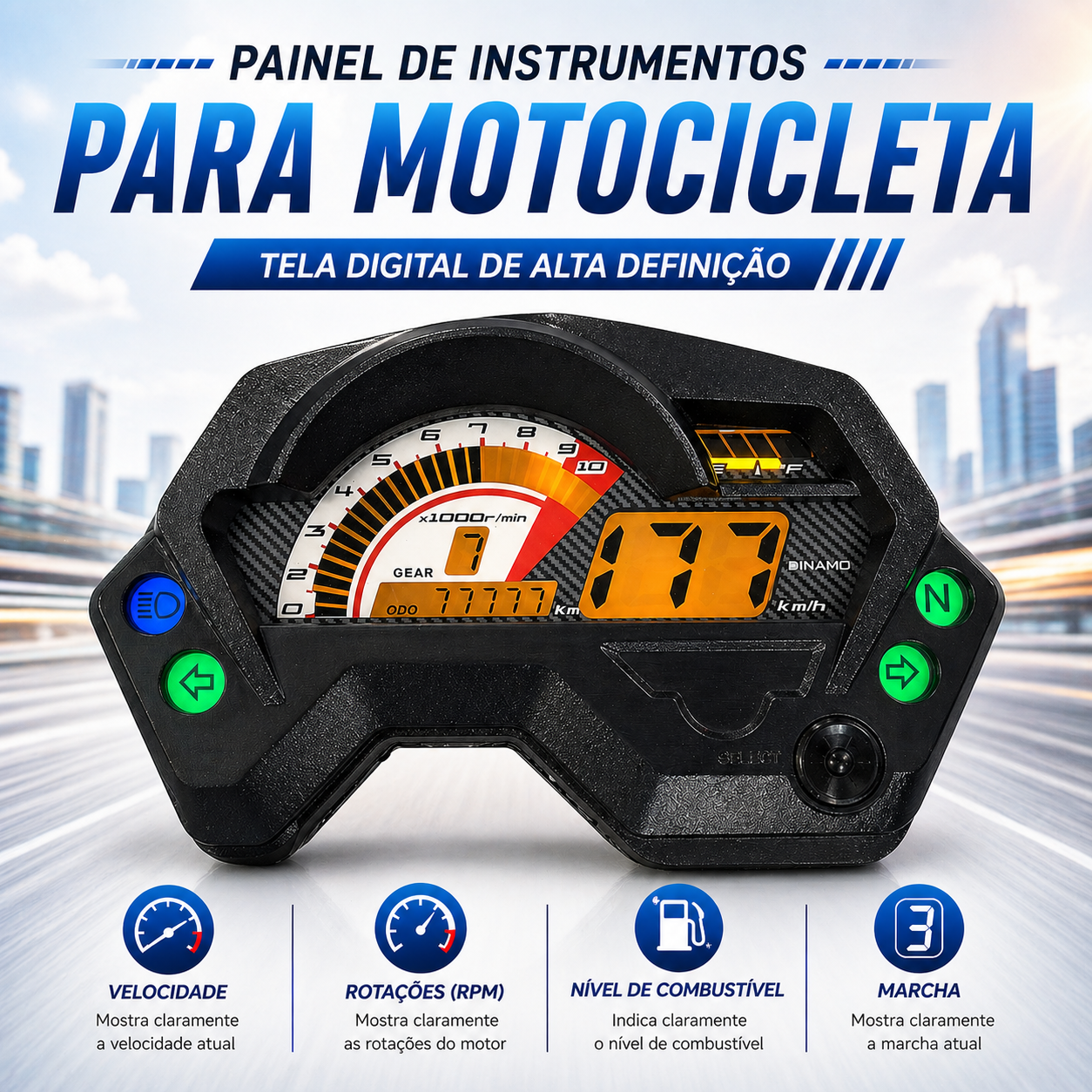 digital dashboard for motorcycle speedometer tachometer（Yamaha FZ16、FZV1、200cc Tryker Trike Scooter Gas Moped、Romet rxc 125、yamaha fazer 150）