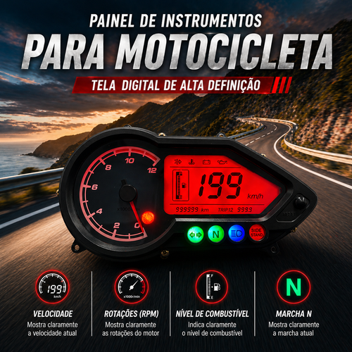 Digital instrument panel for motorcycle speedometer tachometer (BAJAJ Pulsar 125 150 180 200 220NS)
