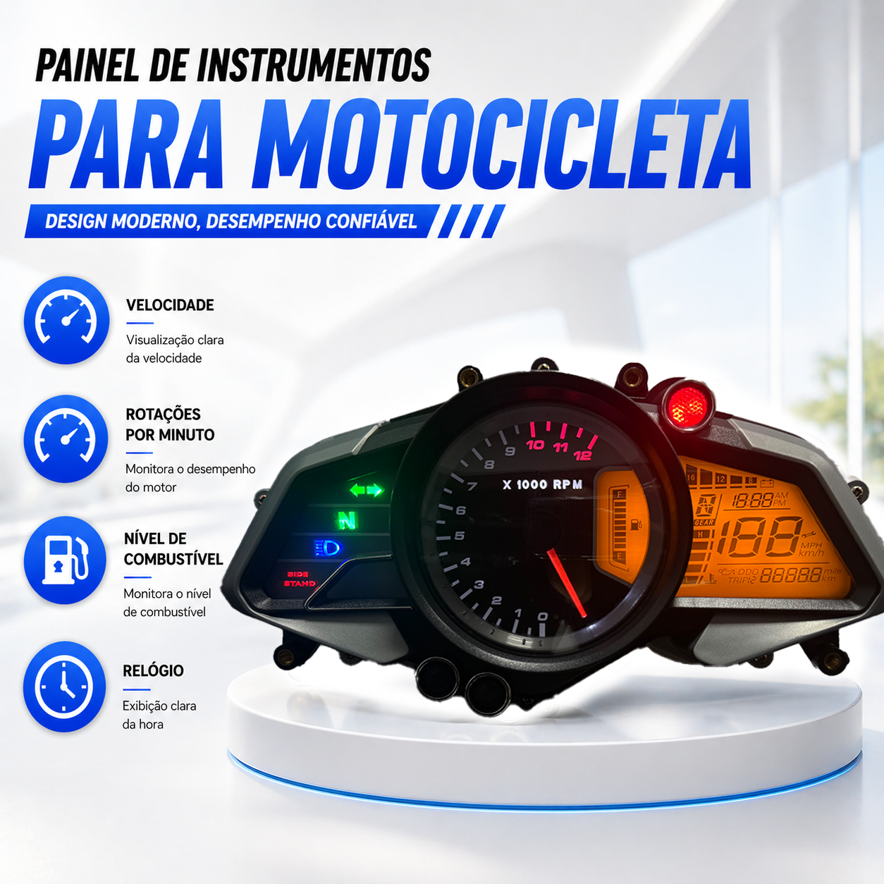 digital dashboard for motorcycle speedometer tachometer（Bajaj pulsar 200NS， Bajaj pulsar 125NS，Bajaj pulsar 160NS Kawasaki Rouser NS160 Fi Kawasaki Rouser NS150 Kawasaki Rouser RS200）