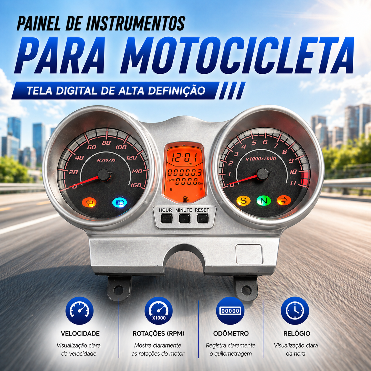 Painel digital de moto velocímetro tacômetro para (Honda CBX 250 Twister, CBF250 (2004-2012))