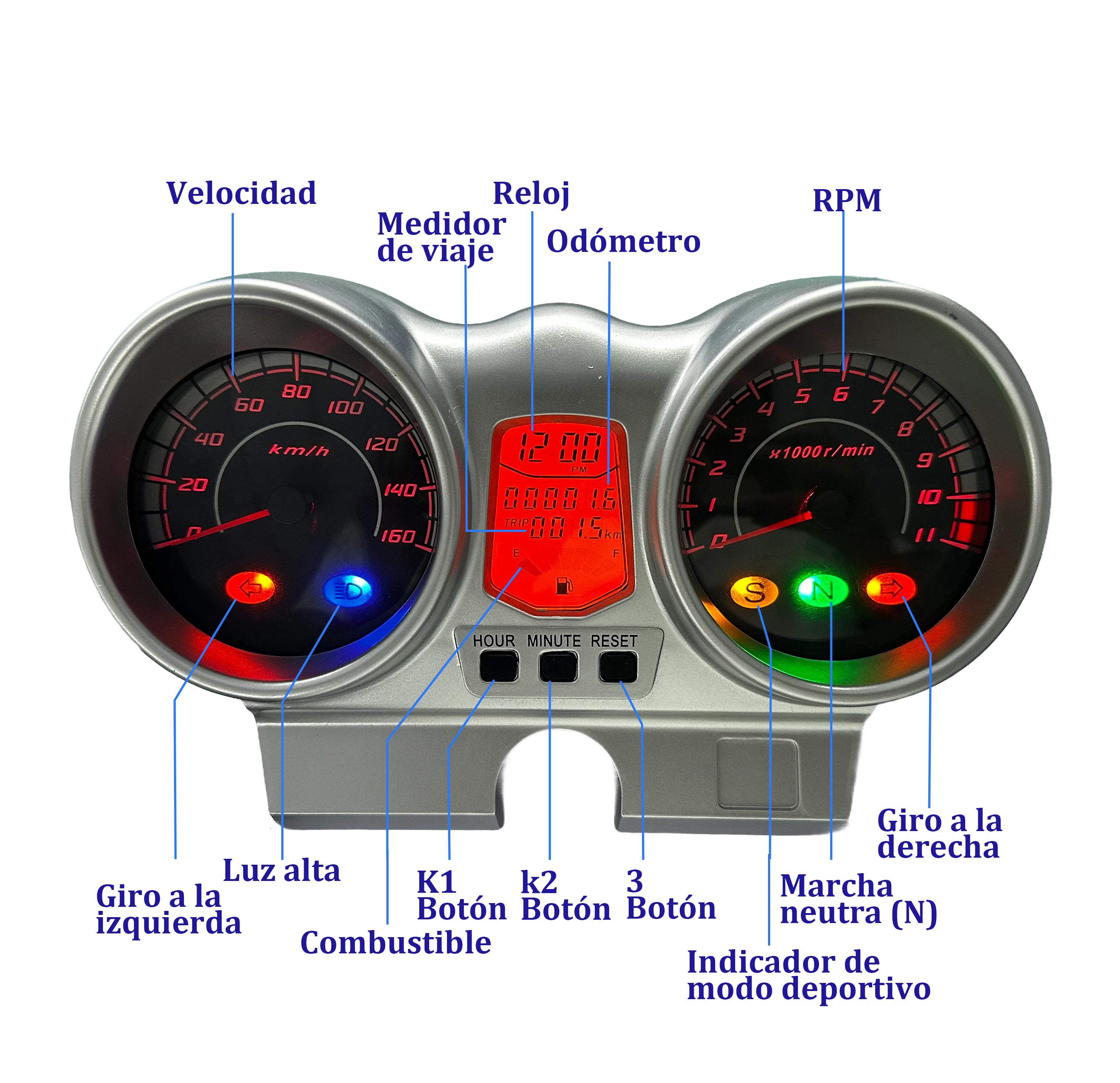 Painel digital de moto velocímetro tacômetro para (Honda CBX 250 Twister, CBF250 (2004-2012))