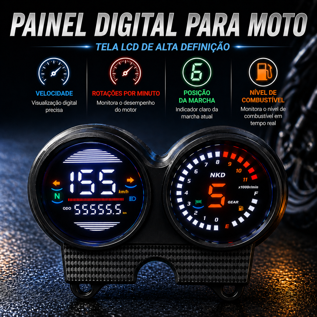 digital tablero para moto velocimetro tacometro for（AKT NKD 125 150 EX75、 Honda TIGER 2000、 Italika Ft150 Gts、 Kasinski seta 125 e 150、 Victory Bomber 125、 Shineray Worker 125）