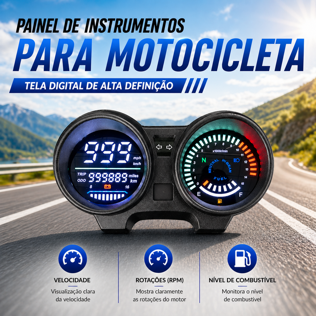 Painel digital de velocímetro e tacômetro para moto (Honda CG 150 Titan CG 150 Fan ESI)