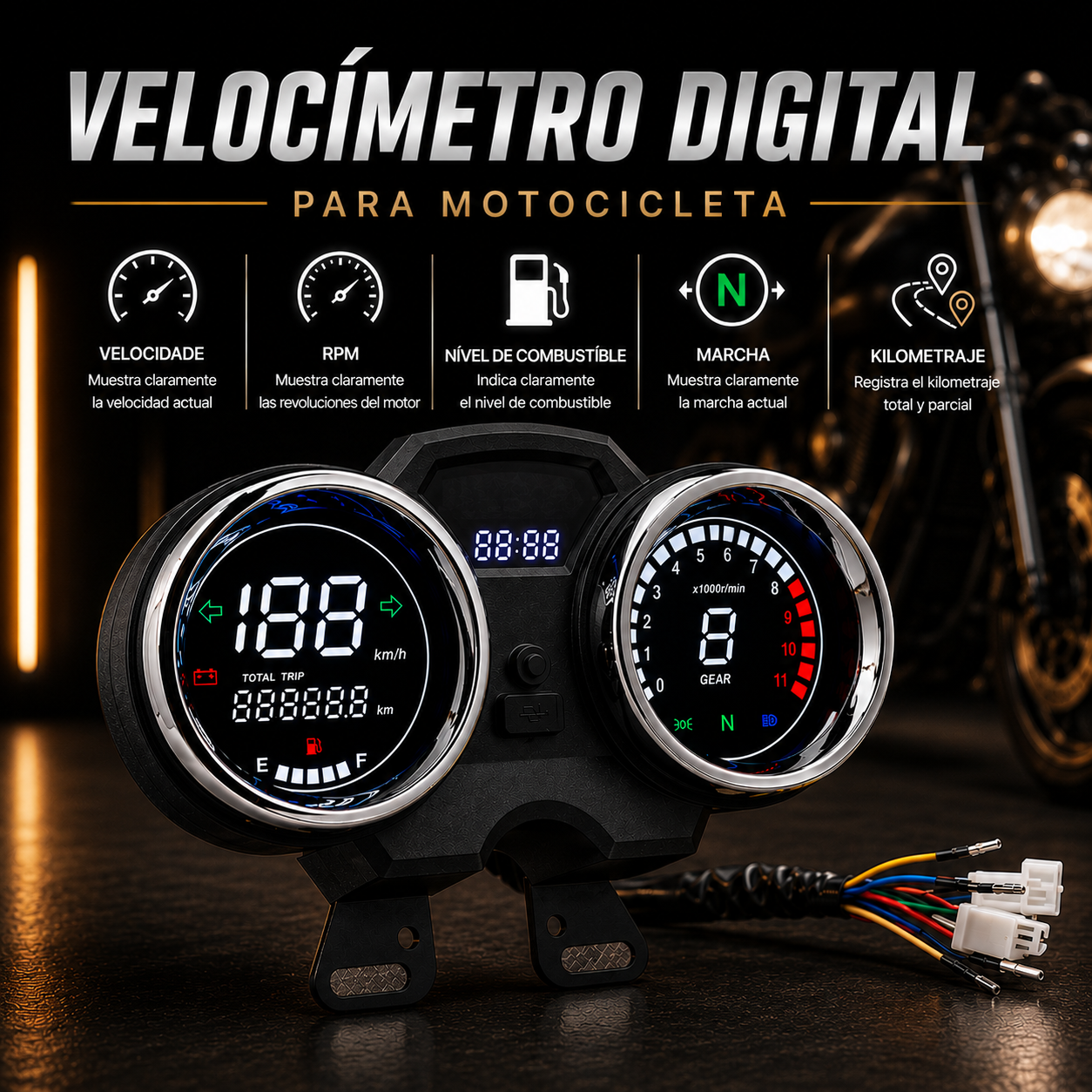 universal digital tablero para moto velocimetro tacometro for（ RC200 GN125F Suzuki GN125 GN150 GN 125 EN125 GSX125 QS125 Yes125）