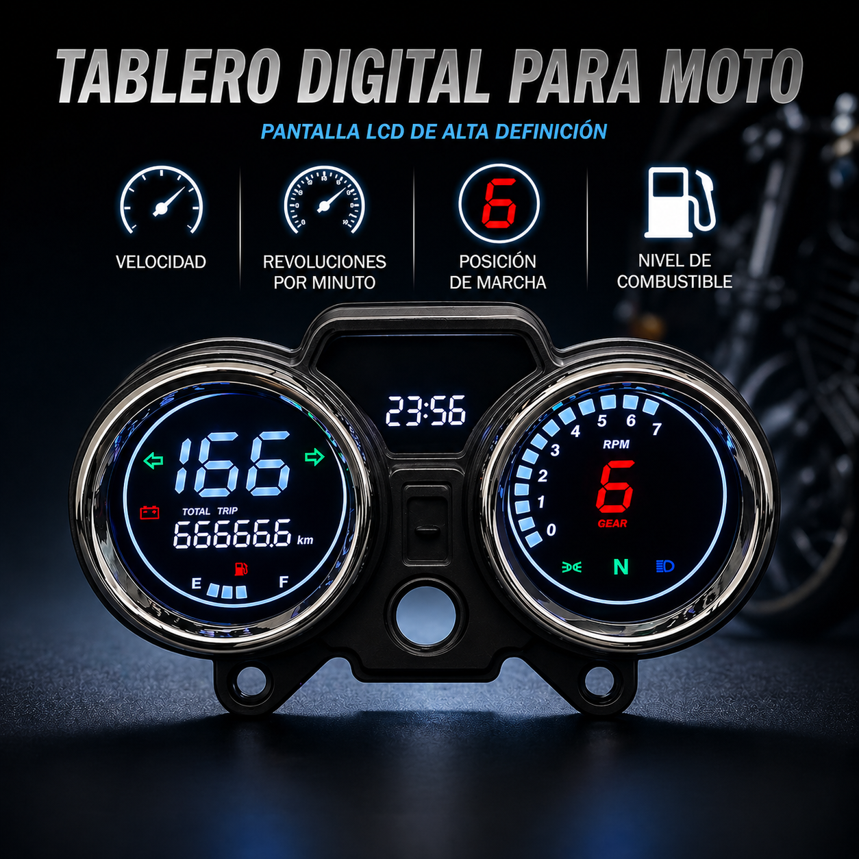 digital tablero para moto velocimetro tacometro for（GN125、CM125、Italika Dt 125、italika ft 150、Suzuki GN 125、Italika Rc200、Ek Express 2024、Super Gato 150、CG 250、NUEVO TAURO 200cc、VENTO Ryder 150 、Kenton GL 200）