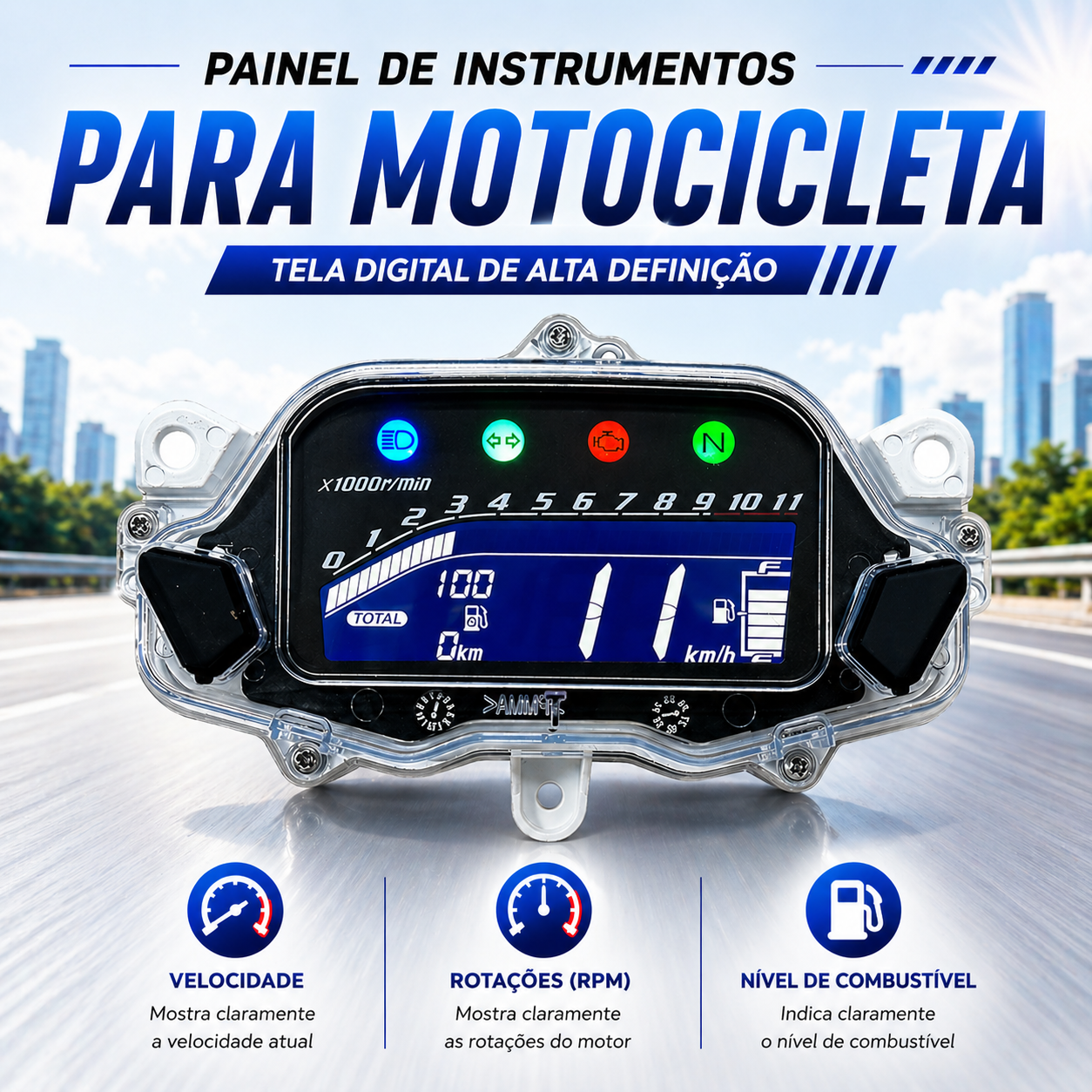 Digital dashboard for motorcycle speedometer tachometer (Honda CG Titan 160 Fan 2015-2024)