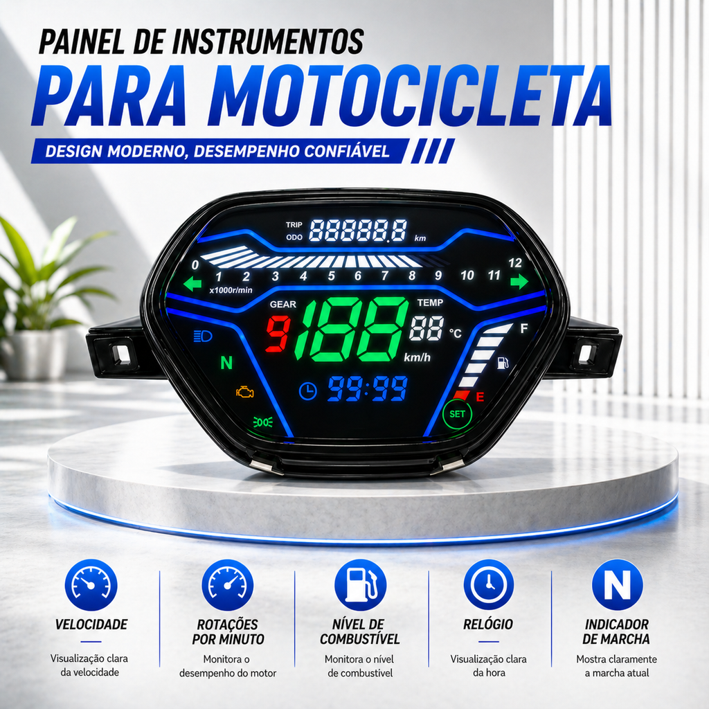 Painel digital de moto velocímetro tacômetro para (Honda Wave Alpha 100, Honda EX5 Class 1 / CX / DX, Wave CX Alpha, Wave110 DX, Italika At110, Shineray Phoenix 50, AKT 110)