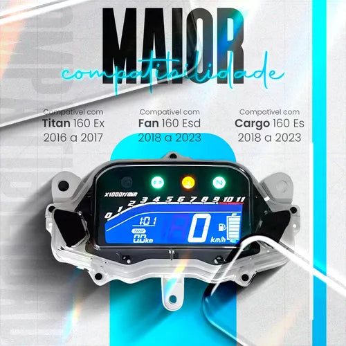 Digital dashboard for motorcycle speedometer tachometer (Honda CG Titan 160 Fan 2015-2024)