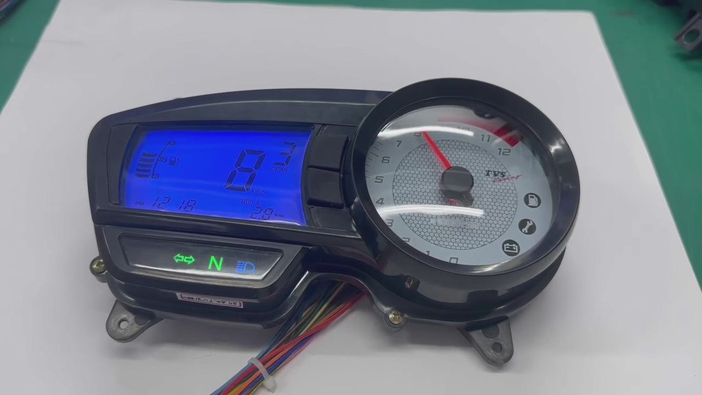 digital dashboard for motorcycle speedometer tachometer (TVS Apache RTR 160, TVS Apache RTR 180)